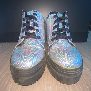 Hologram Silver Wedge Sneakers Size 6